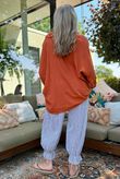 Sandbar Linen Blend Pop Over Shirt Rust